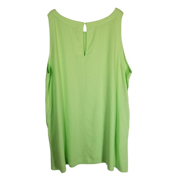A New Day Womens Plus Size 4X Sleeveless Keyhole Neck Top Lime Green Linen Blend - Picture 2 of 7